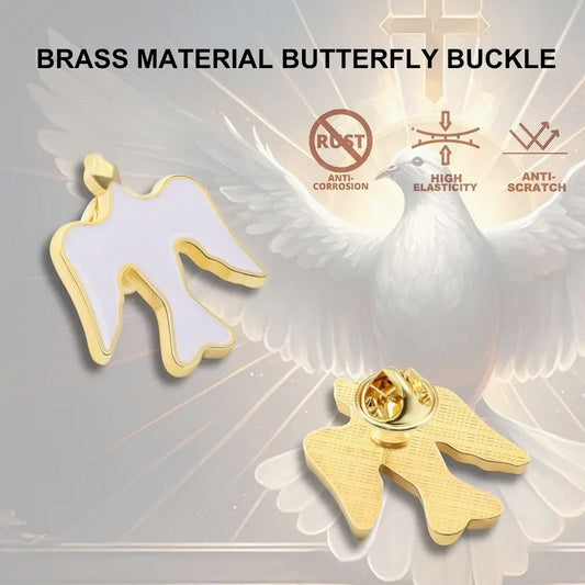 Gold-plated Enamel  White Dove Pin Symbolizing The Holy Spirit And Peace