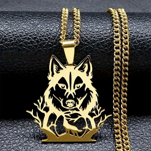 Mystical Wolf Head Pendant Necklace