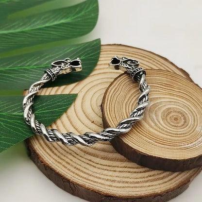 Woven Twisted Antique Silvery Wolf Bracelet - Self Adjusting