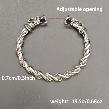 Woven Twisted Antique Silvery Wolf Bracelet - Self Adjusting